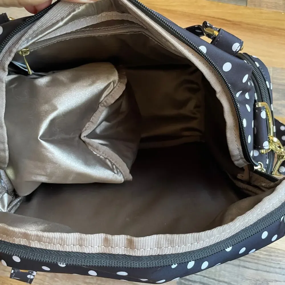 JuJuBe BFF Convertible Diaper Bag The Duchess Black White Polka Dot